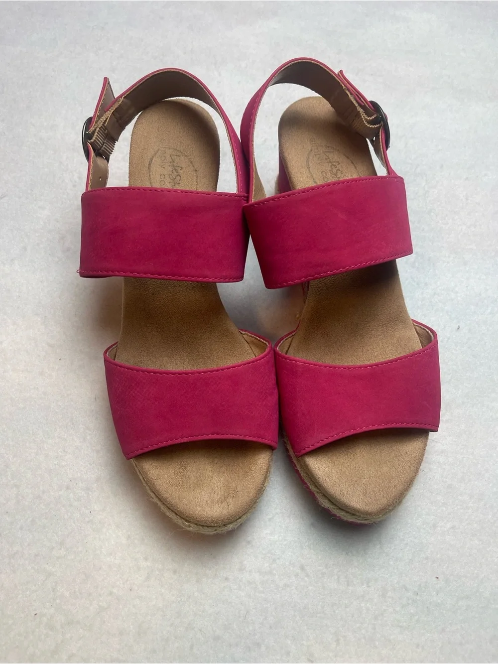 Life Stride Pink Fuchsia Double-Strap Wedges
